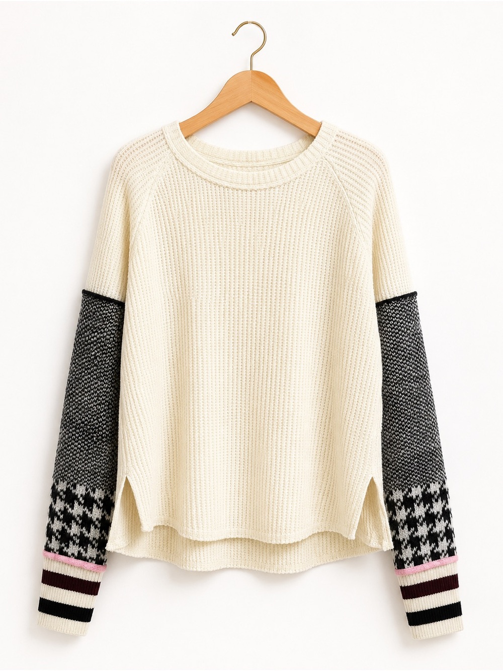 Free People We The Free Colorblock Waffle Knit Sweater XS NWT Oversized
